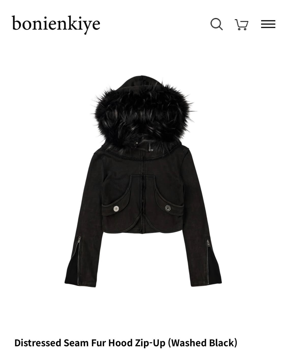 보니엔키예 Distressed Seam Fur Hood 2size 상품이미지1
