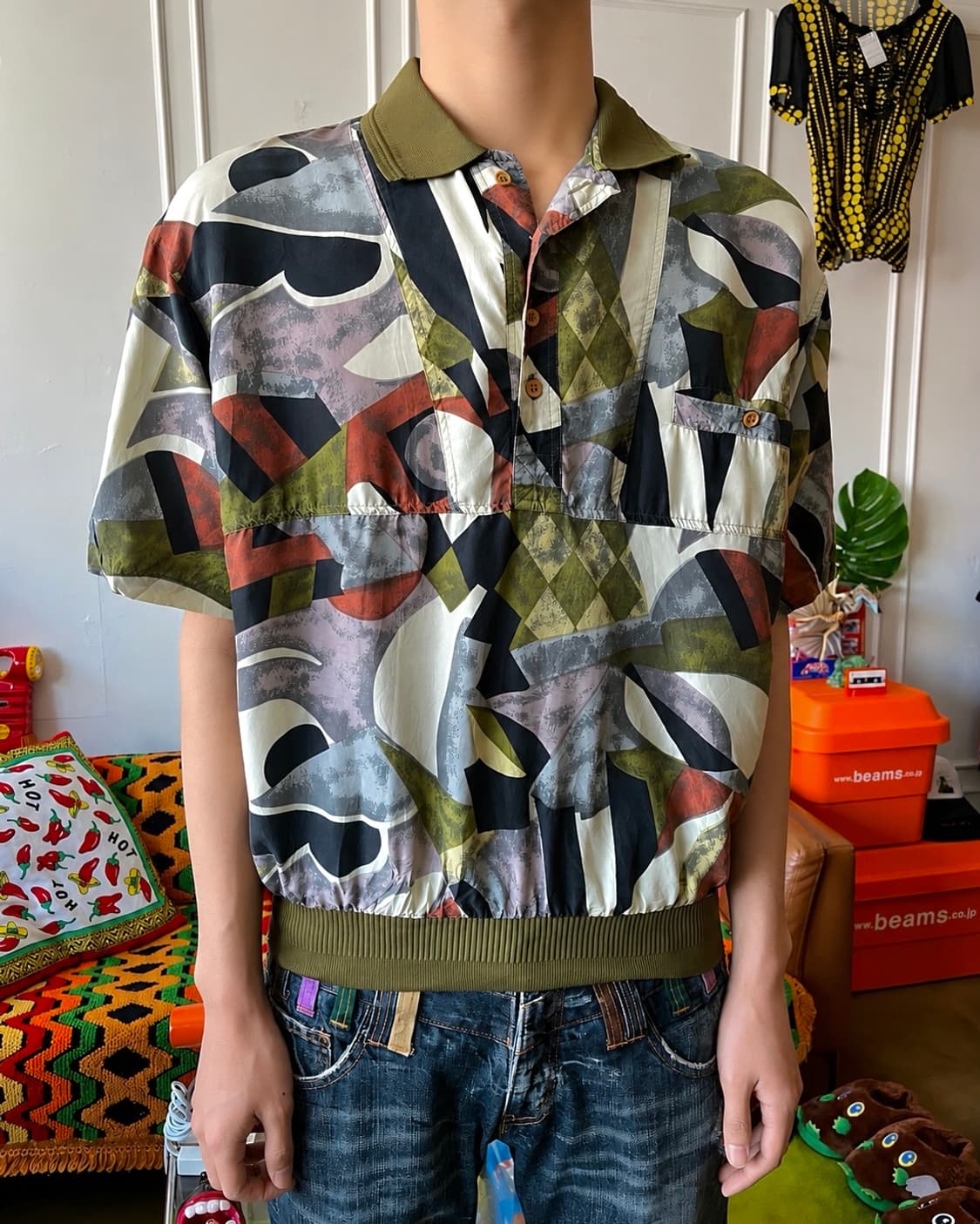 80-90s Jpn Vintage Silk 1/2 PK-Shirt 상품이미지2