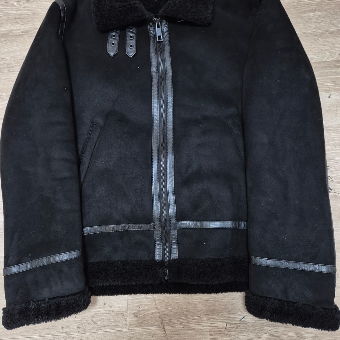 자라 남성 스웨이드 양털 무스탕 가죽자켓 M(95) 상품이미지3