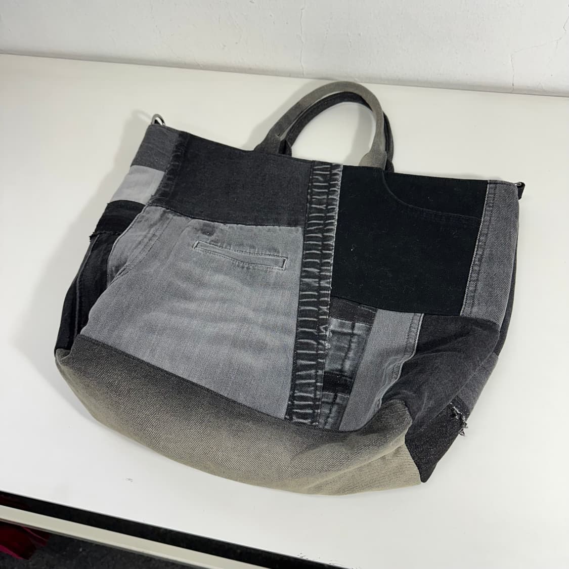 OS VTG 흑청 데님 리폼 도트백 상품이미지4