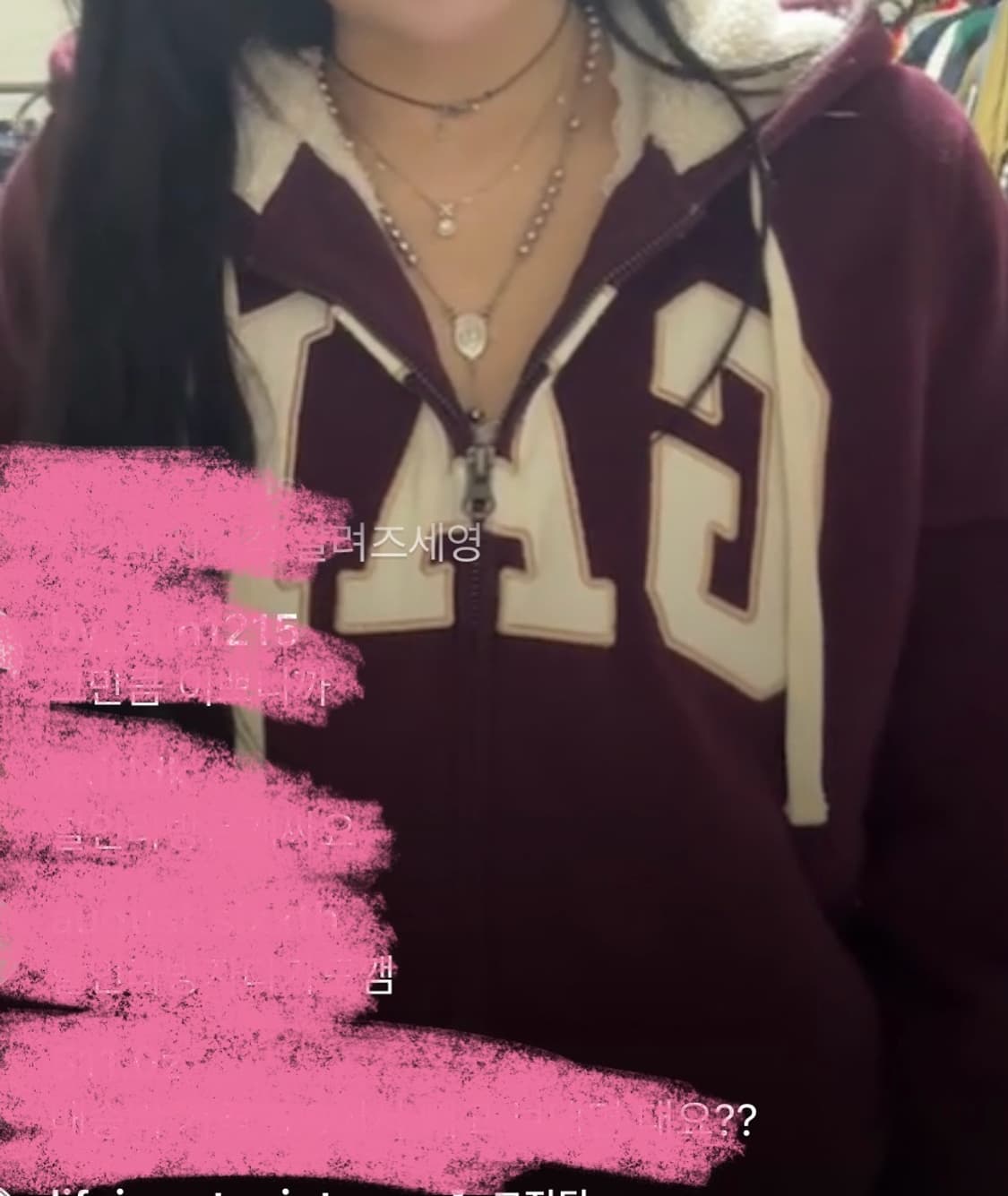 구해요!!!) 갭 양털 버건디 로고 후드집업 구해요ㅠㅠ gap  상품이미지3