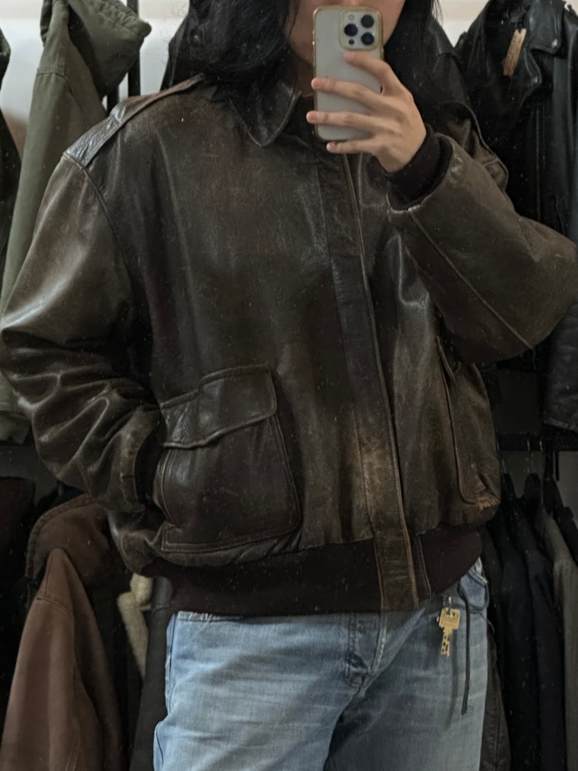 80's USA Made 엘엘빈 고트스킨 A2 봄버 자켓 상품이미지3