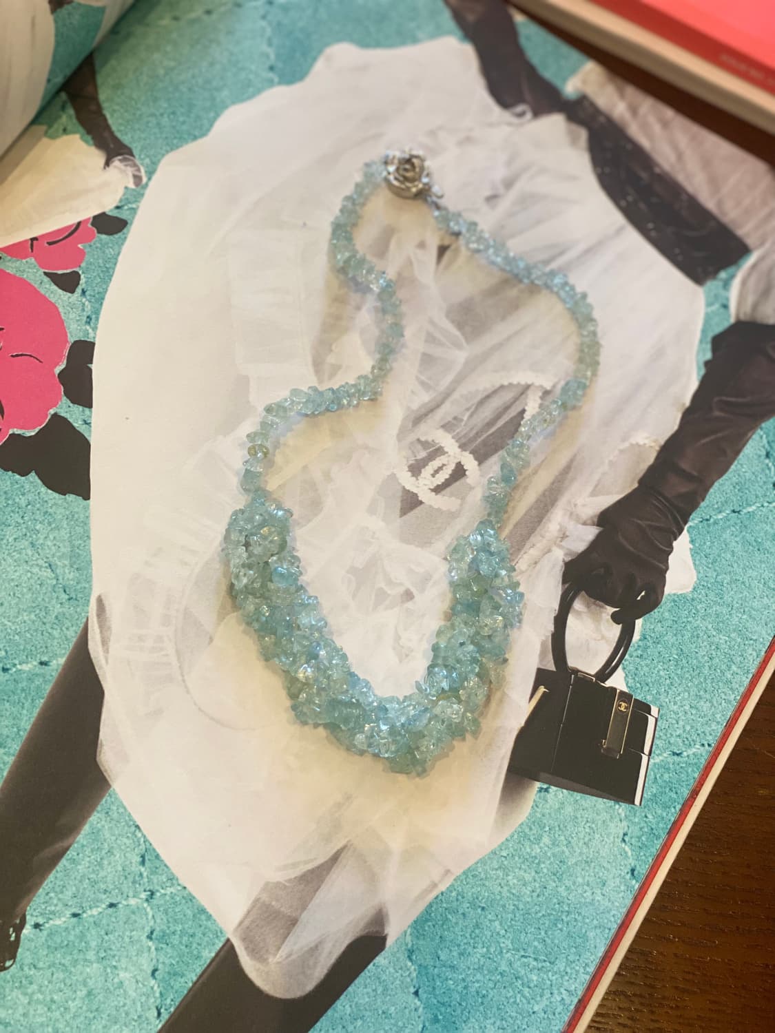 빈티지 아쿠아 블루스톤 비즈 목걸이 상품이미지2