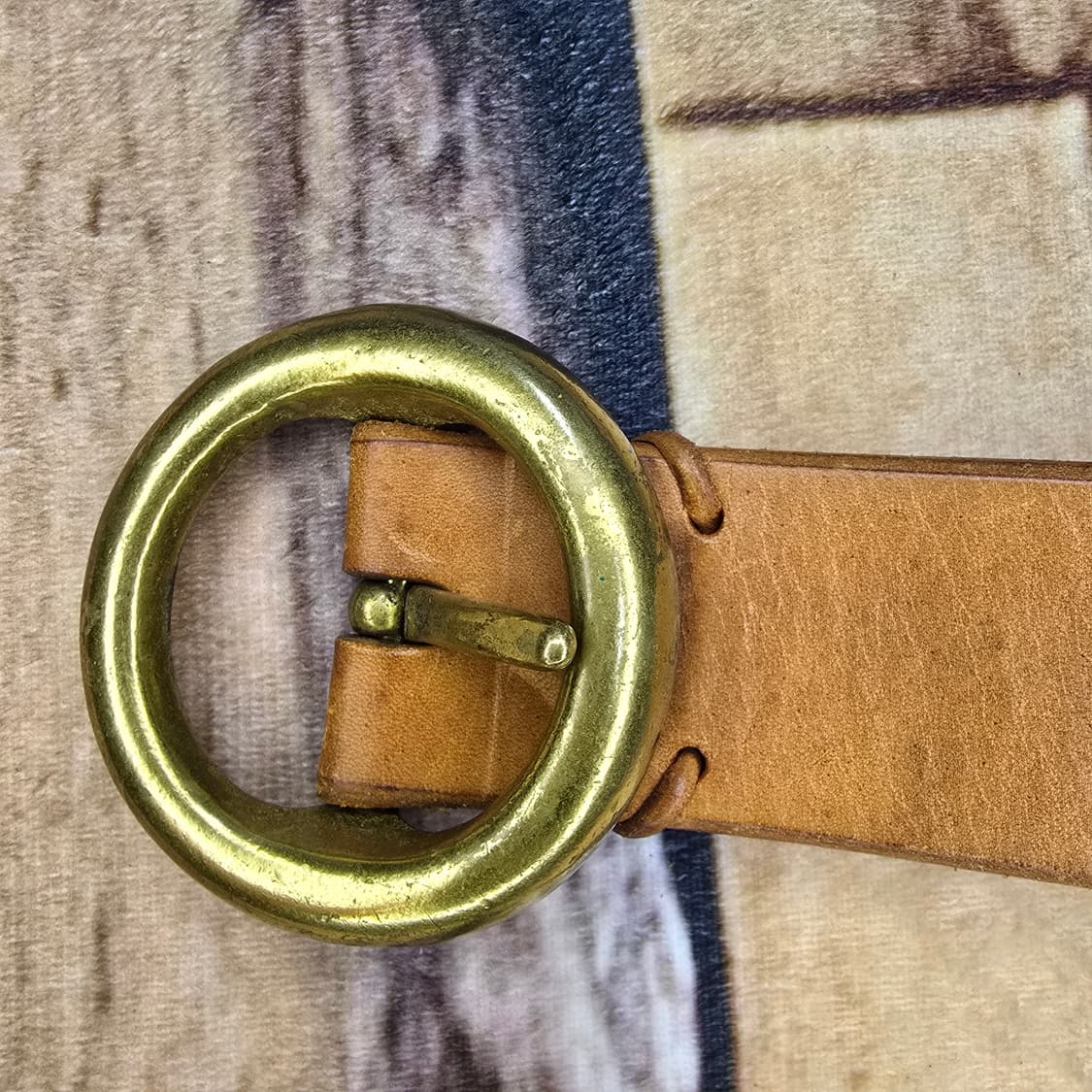 솔리드브래스(황동) 버클 새들레더 벨트 상품이미지2