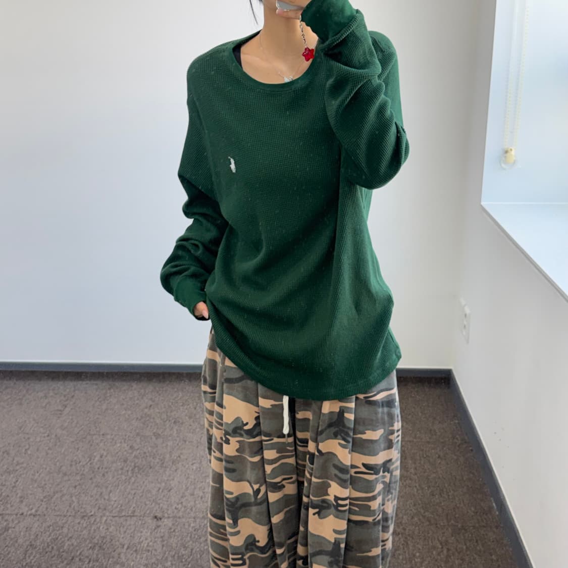 Polo 폴로 화이트 포니 그린 와플니트 상품이미지1