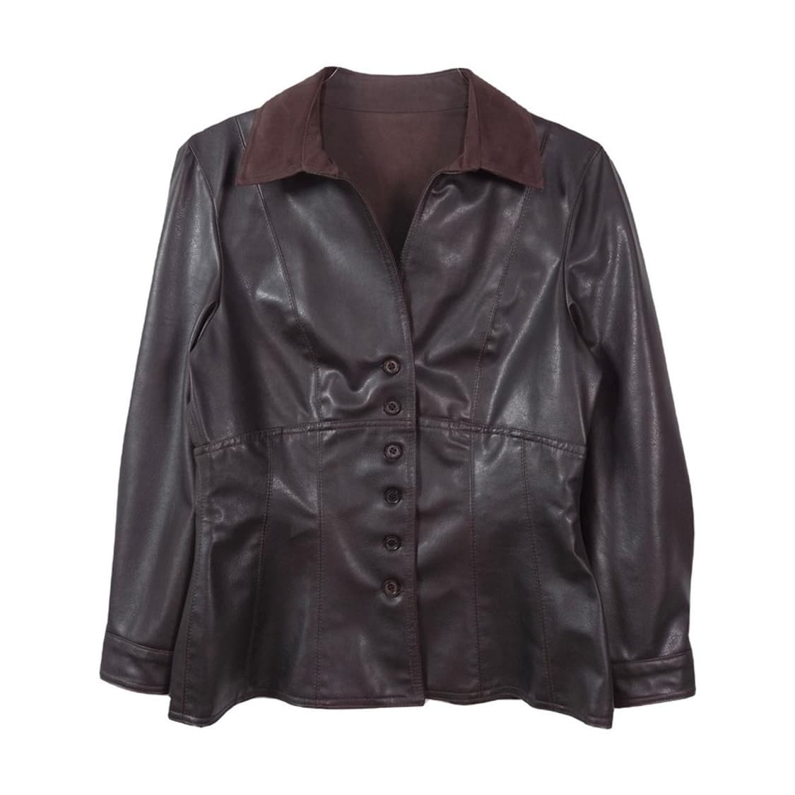 빈티지 딥브라운 페이크 레더 슬림핏 자켓 L 상품이미지1
