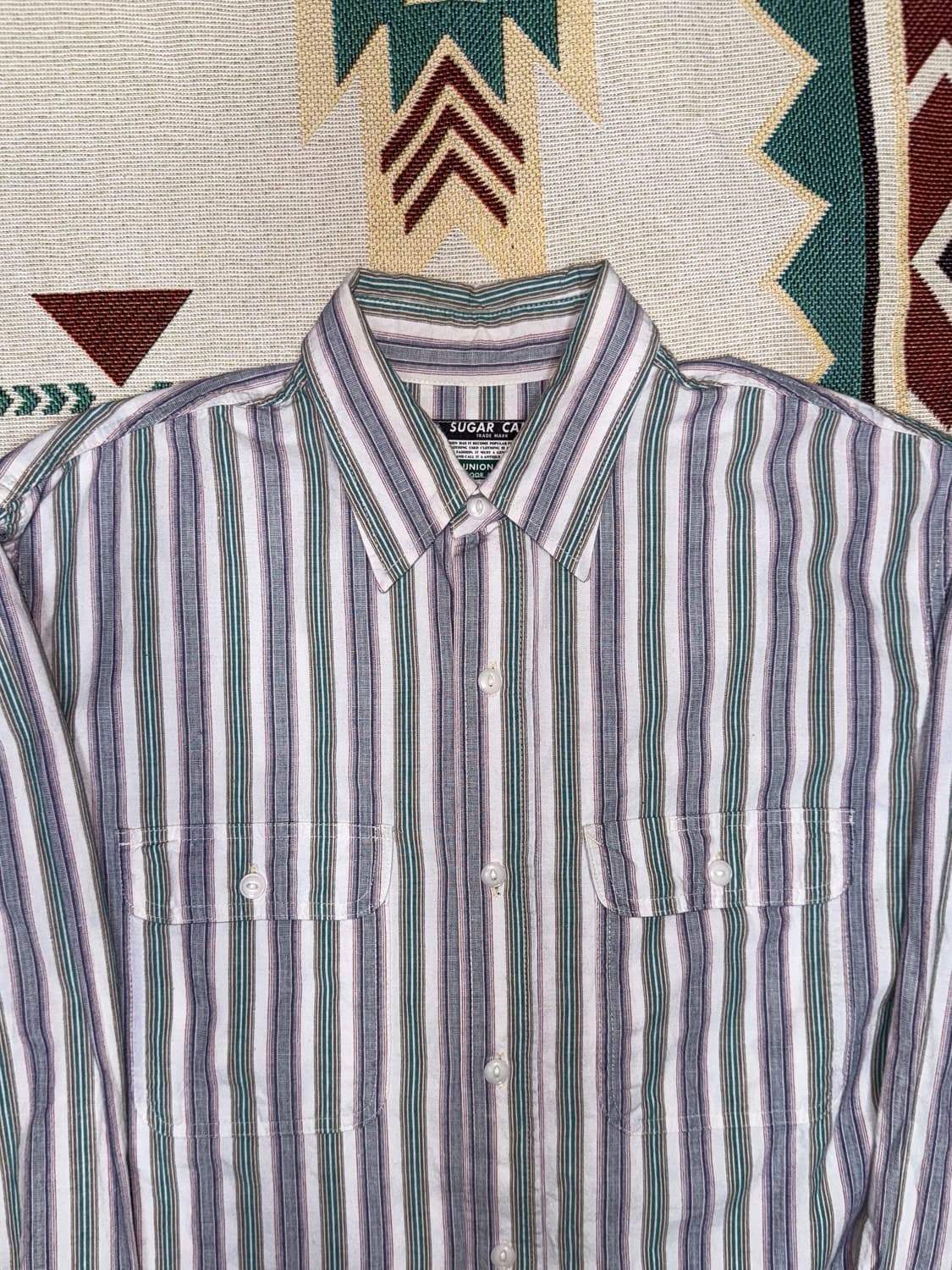 슈가케인 인디고 스트라이프 워크셔츠 L 상품이미지3