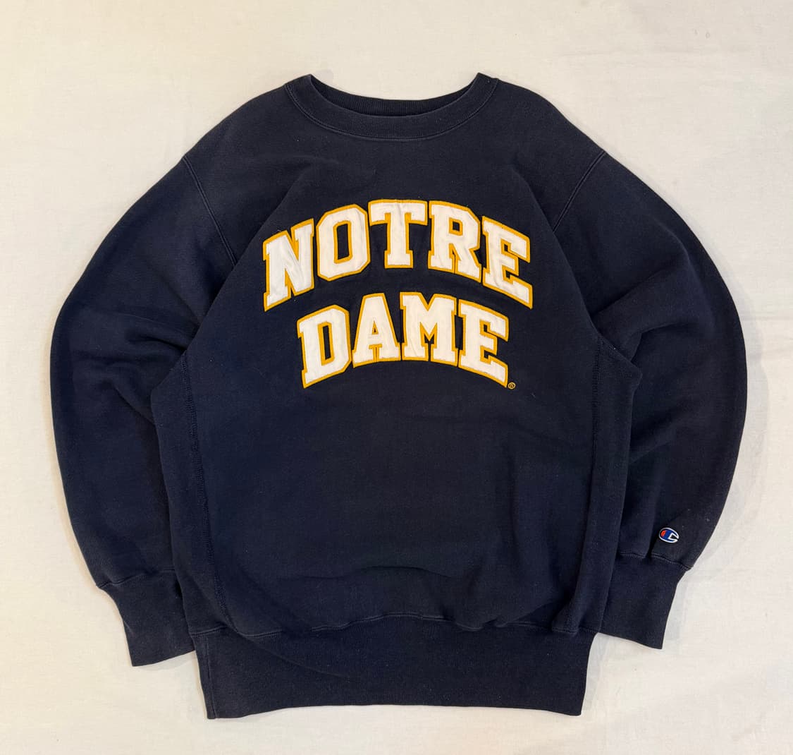 90s 챔피온 리버스위브 노트르담 스웻셔츠 네이비 상품이미지1