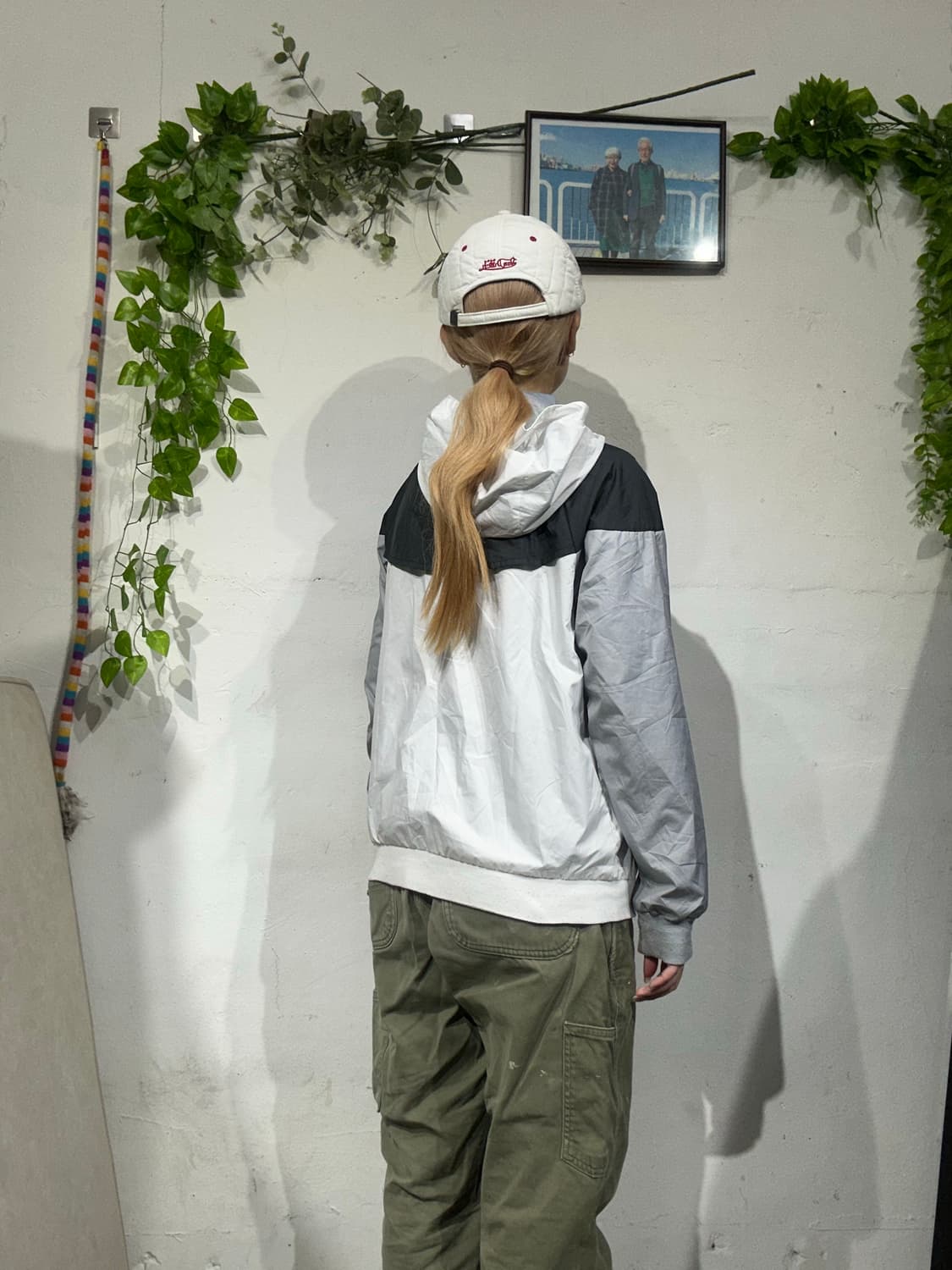 나이키 화이트 윈드러너 후드 로고 바람막이 자켓 L 상품이미지3