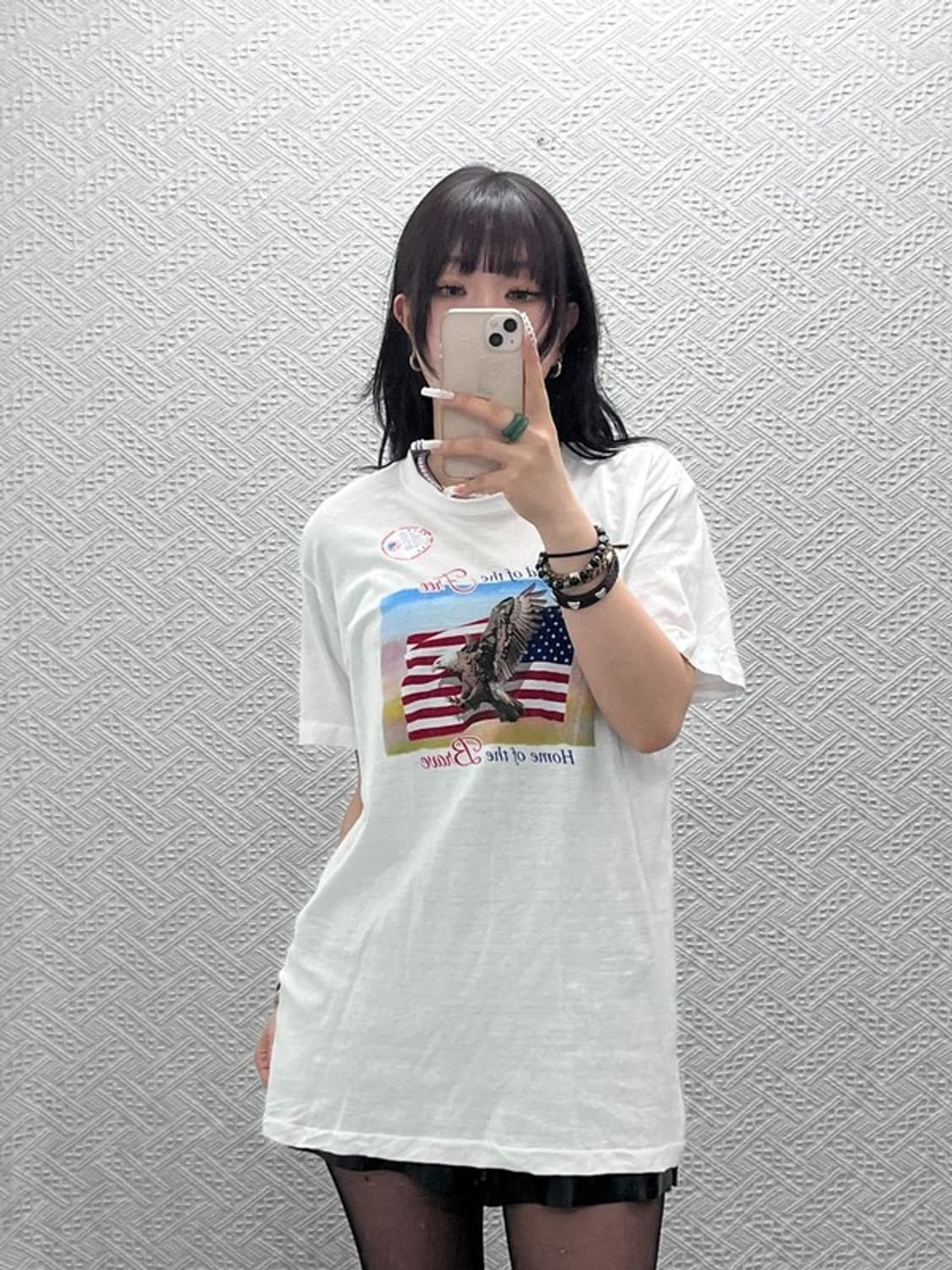 빈티지 USA 컨트리 레트로 프린팅 오버핏 반팔티 L C10900 상품이미지1