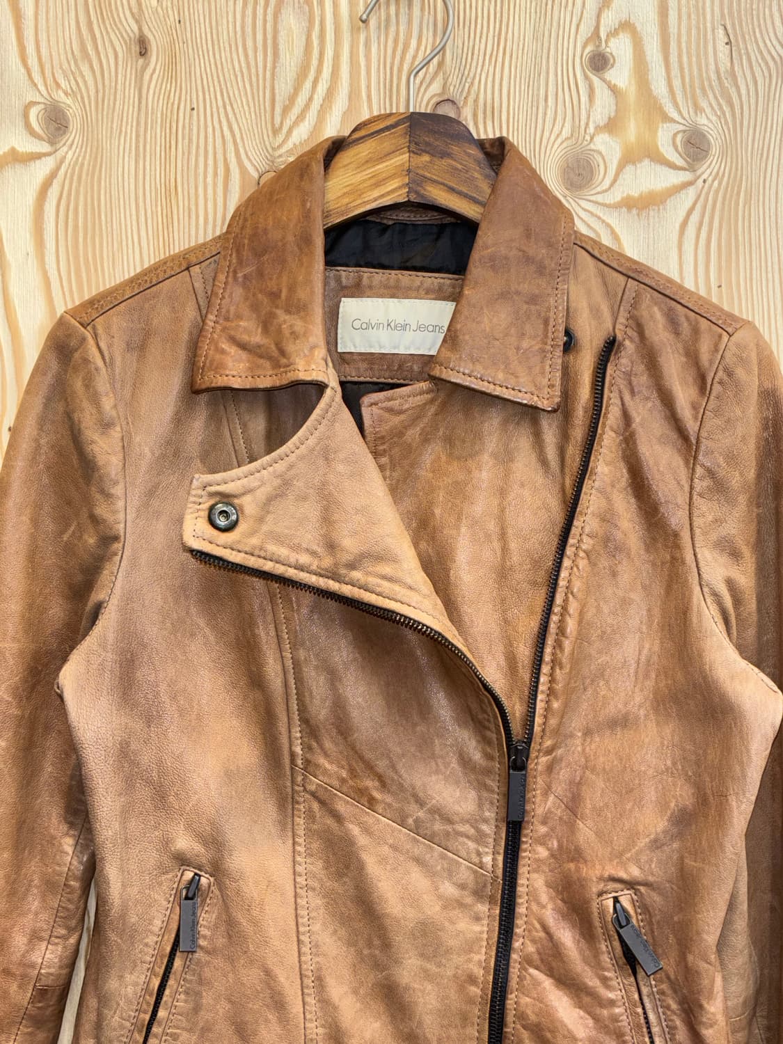 캘빈클라인진스 사선 지퍼 가죽자켓 상품이미지3