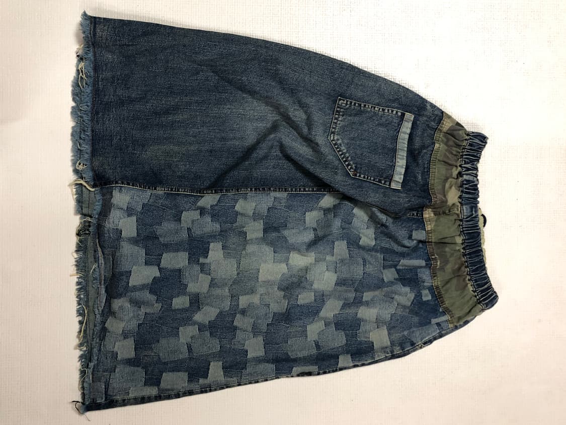 빈티지 데님 카모 패치워크 롱 스커트 상품이미지9