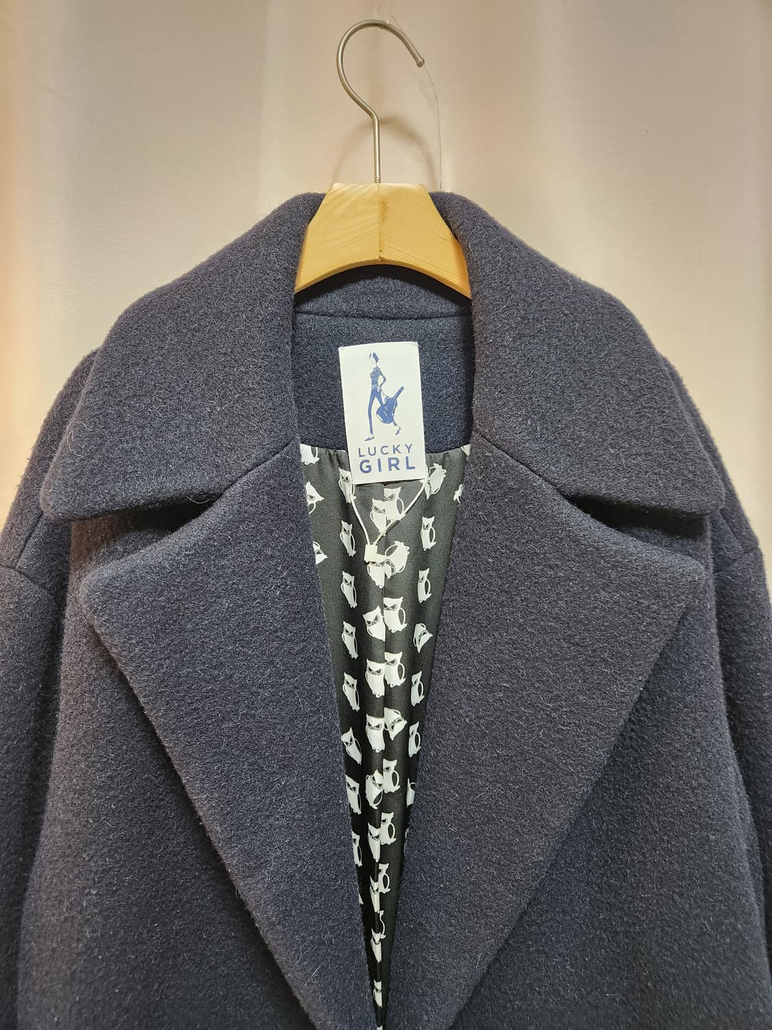 LUCKY GIRL 네이비알파카 모직 혼방 코트 상품이미지3