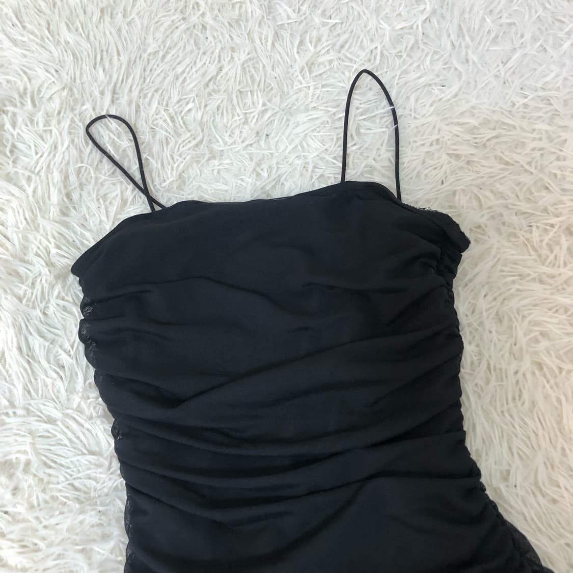 빈티지 셔링 블랙 미니원피스 상품이미지3