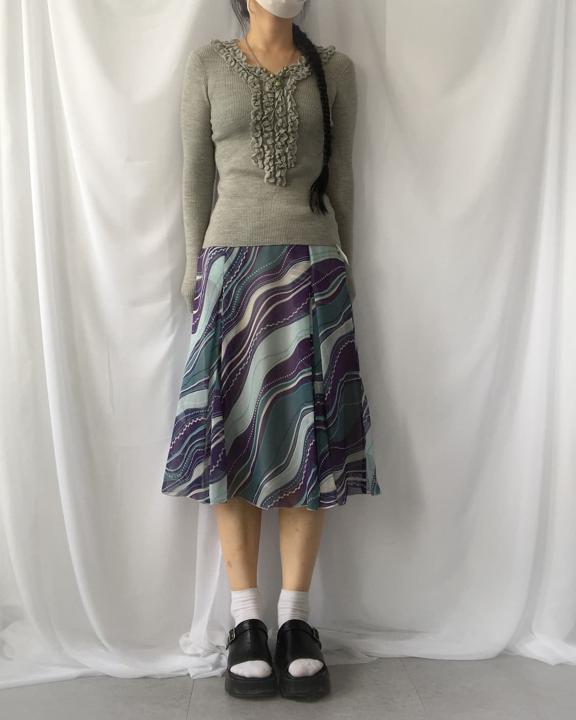 Frill point ribbed knit 상품이미지1
