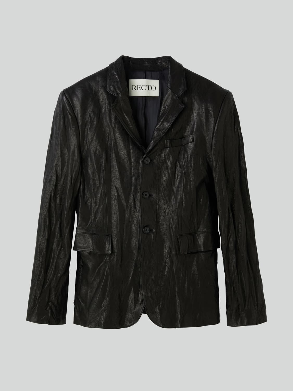 렉토 RECTO 크링클 레더 싱글 자켓 블랙 상품이미지7