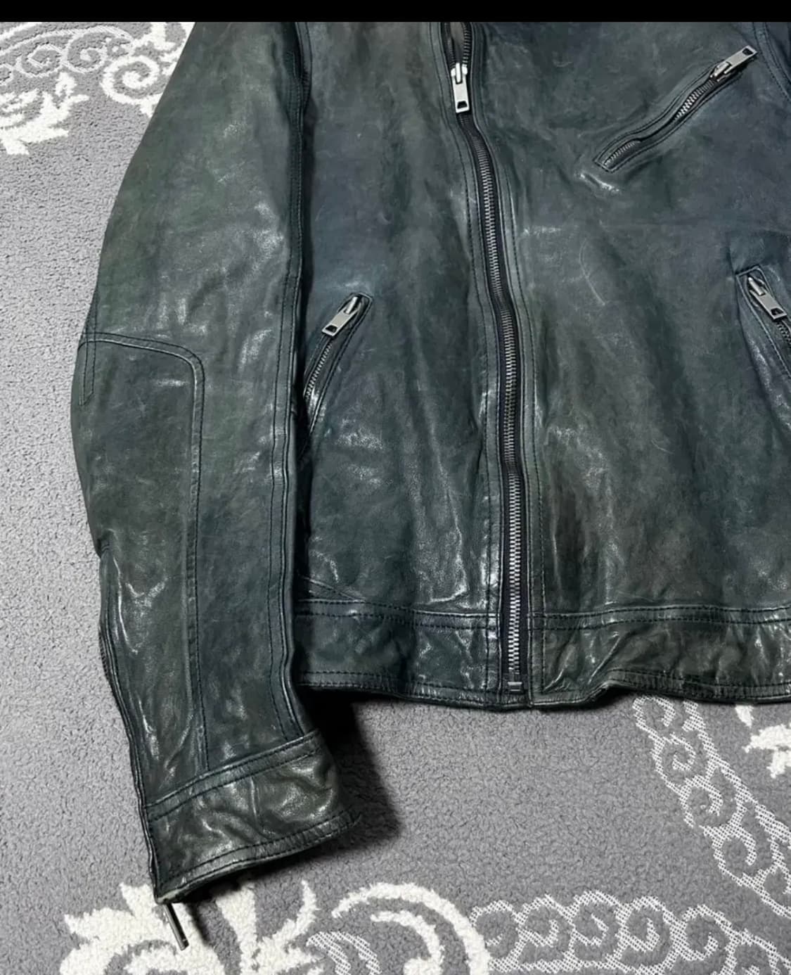 솔리드 옴므 사선 더블짚 램스킨 자켓 상품이미지6