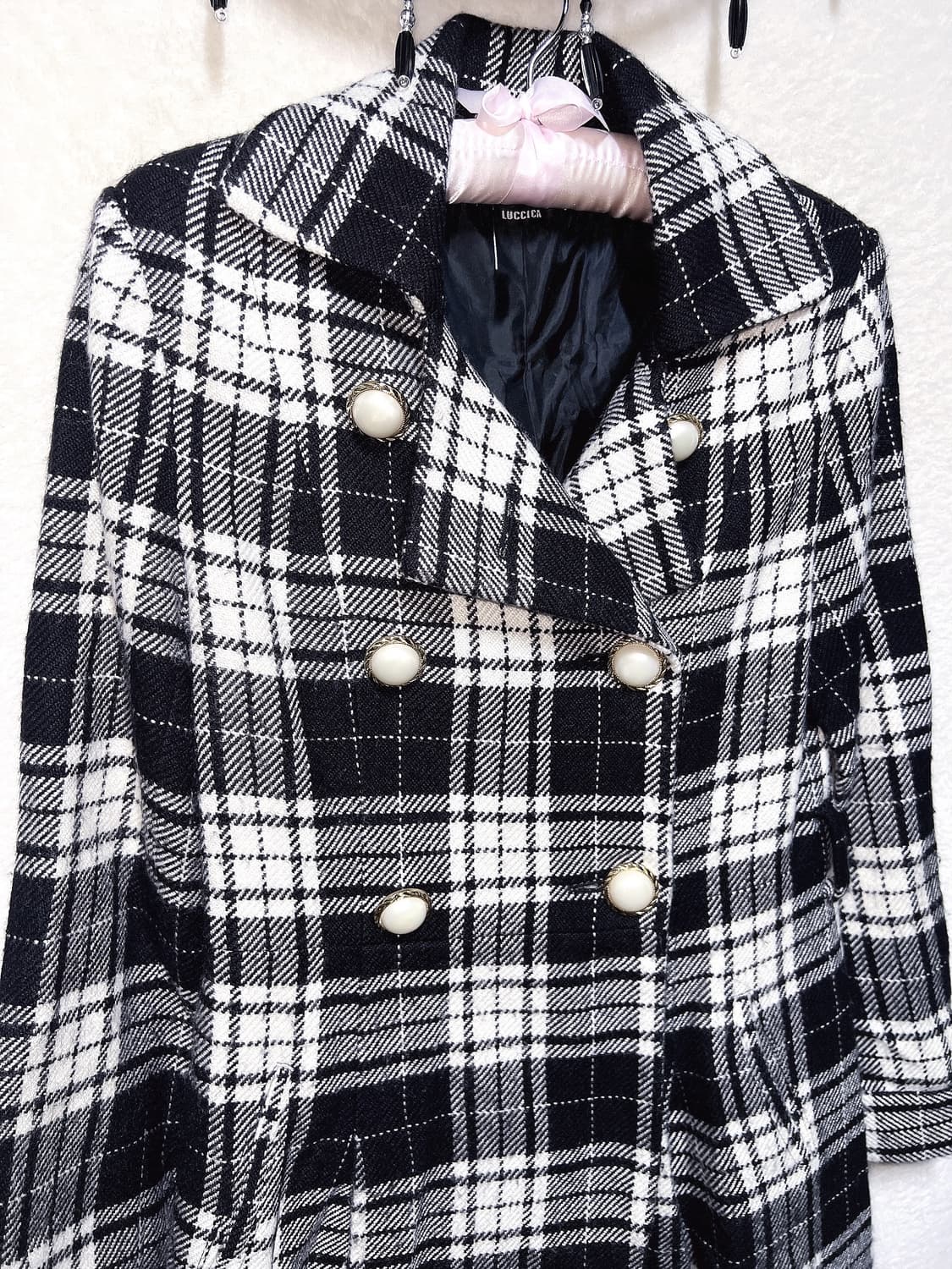 로맨틱갸루 로걀 오네 히메 체크 더블 코트 자켓 헤이세이 시부야 핀터 상품이미지8