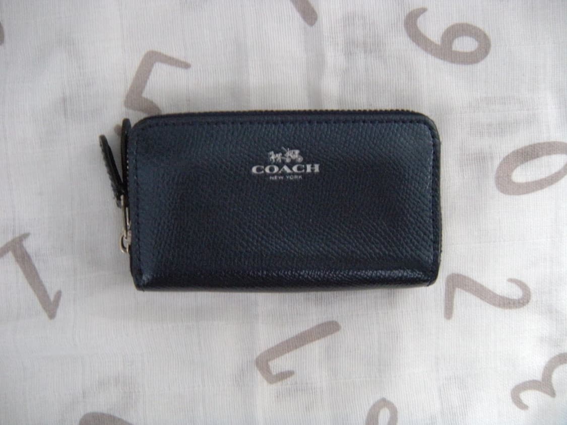 코치 더블지퍼 카드지갑 네이비 상품이미지1
