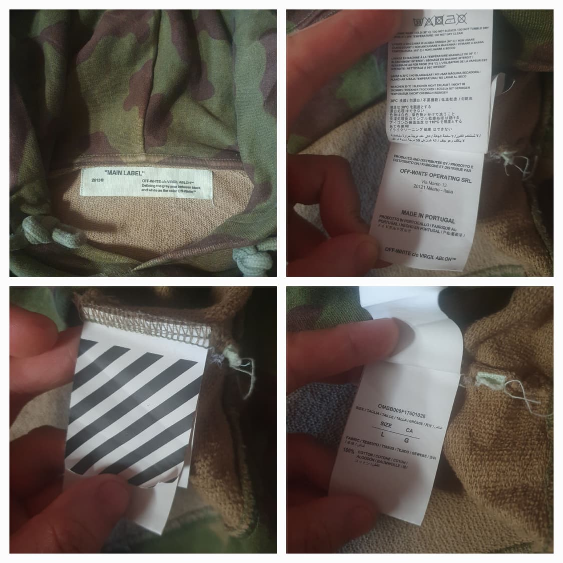 오프화이트 오버사이즈 카모 후드티 L 상품이미지9