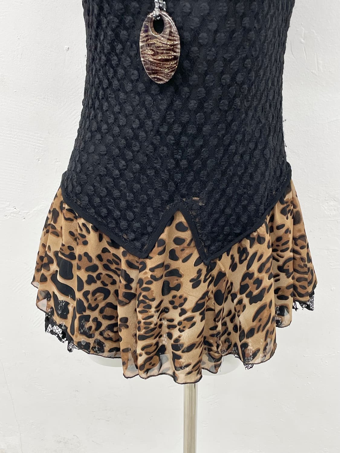 갸루 레오파드 디테일 원피스 상품이미지4