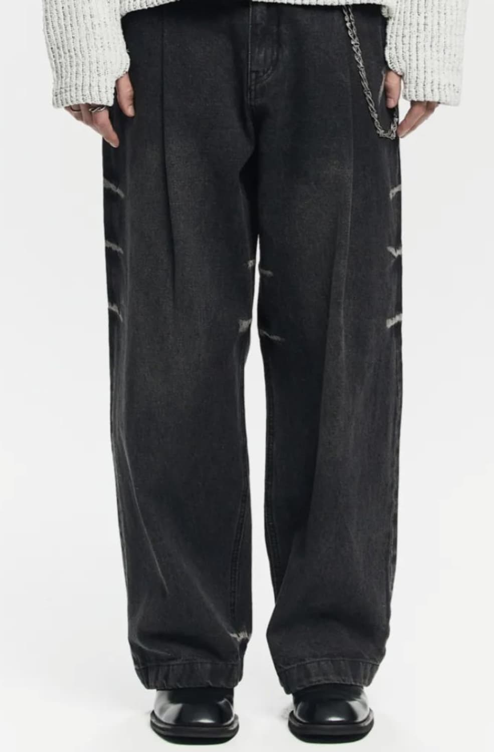 메종 미네드 SWELL WIDE DENIM PANTS BLACK 46 상품이미지2