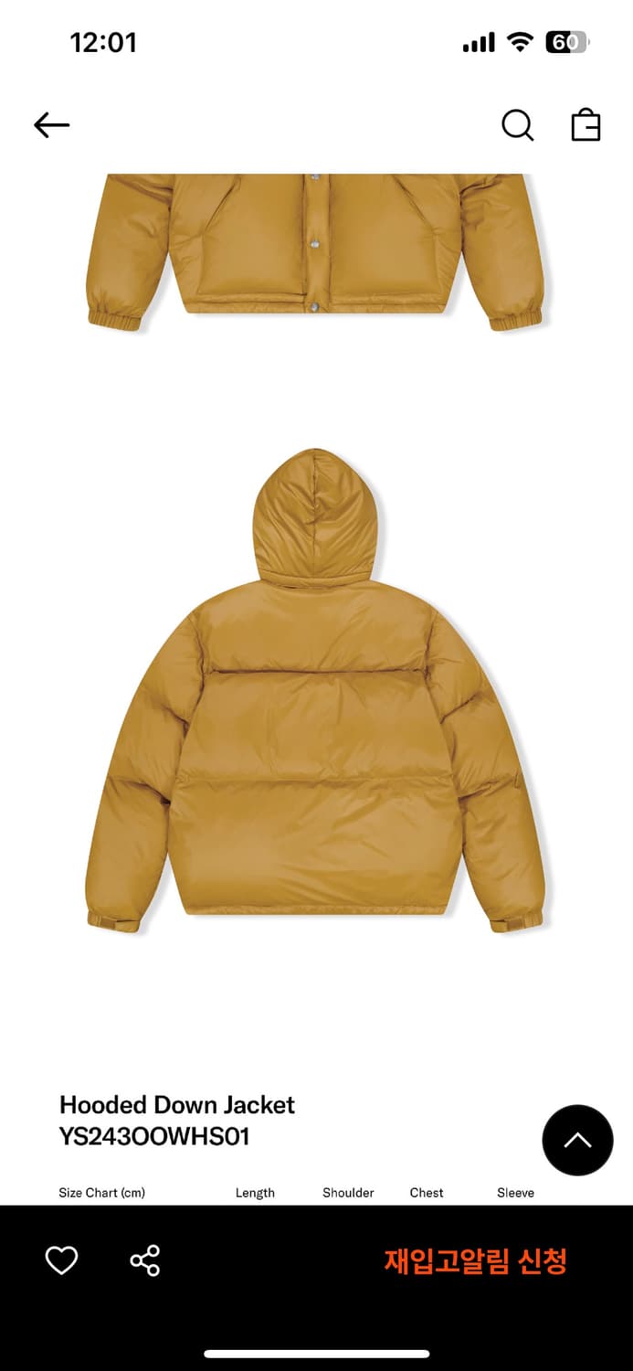 예스아이씨 Hooded Down Jacket Yellow 패딩 상품이미지2