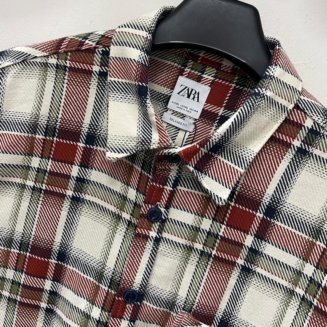 ZARA 자라 릴렉스핏 헤비웨이트 체크 셔츠 남방 해외 XL 상품이미지3