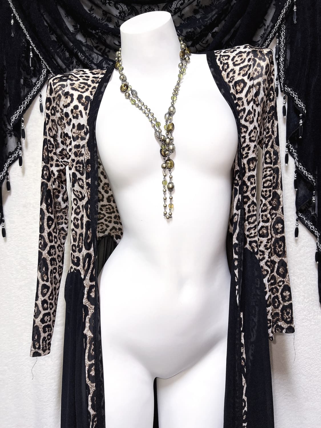 레오파드 호피 오네갸루 드레이프 롱가디건 로브 고딕 고스 펑크 핀터 상품이미지8