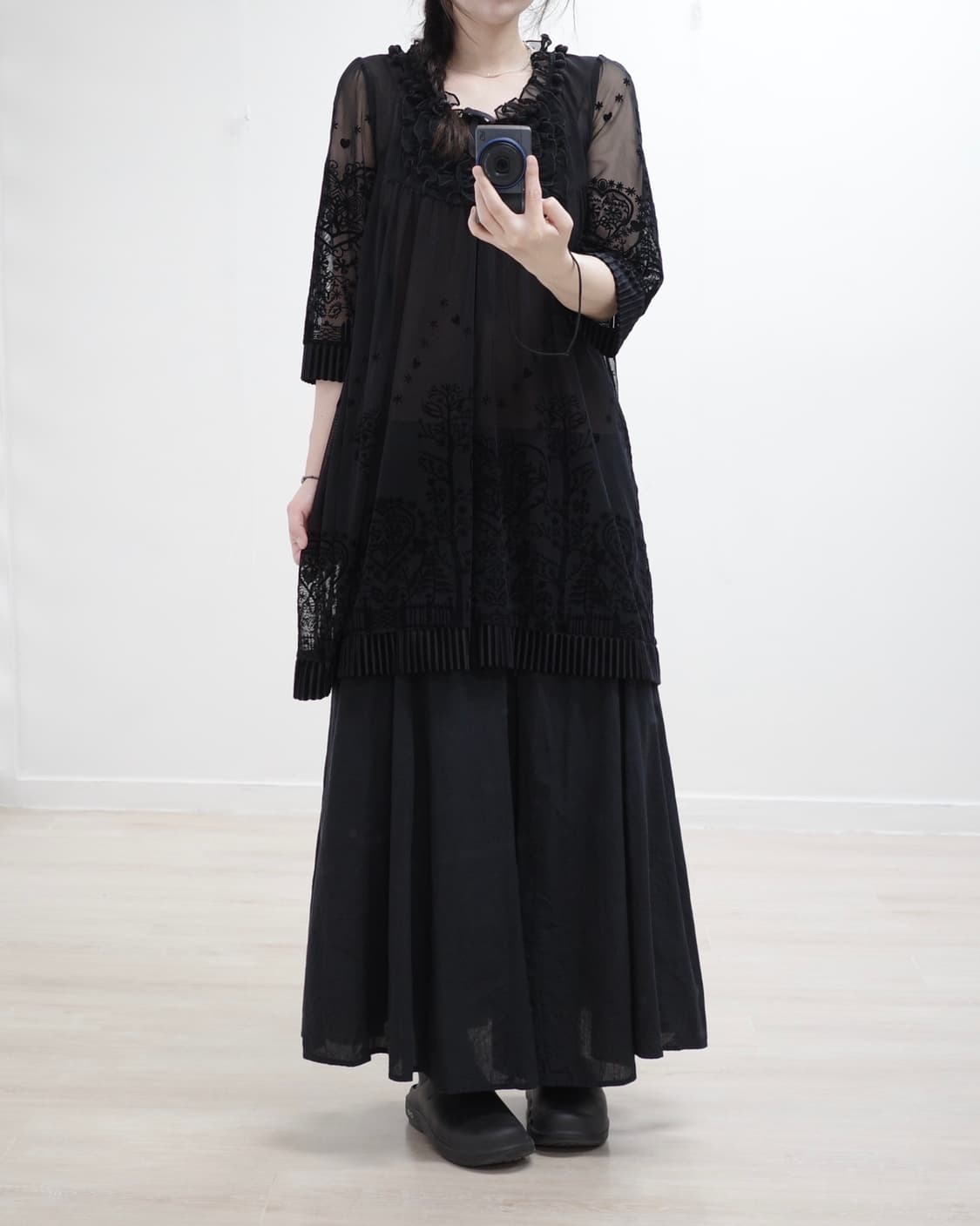 Black lace pompom one-piece 상품이미지4