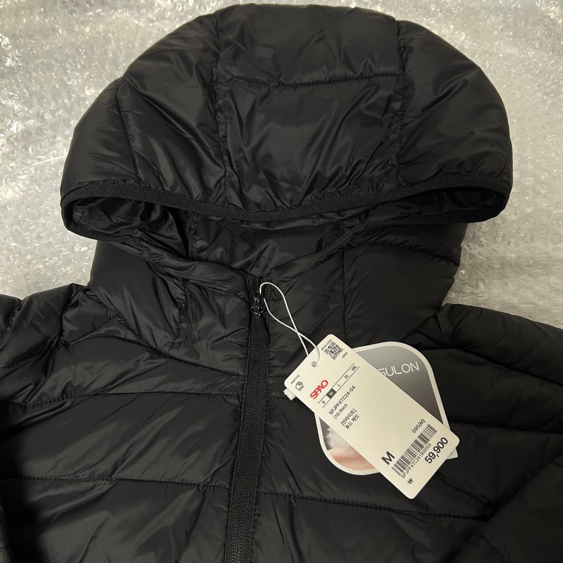 스파오 씬라이트 후드 재킷 경량패딩 블랙 M 상품이미지3