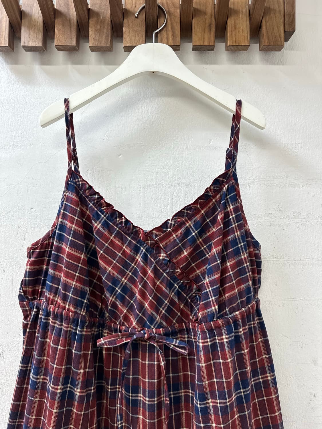 일본빈티지 체크 패턴 체크 믹스 코튼 100% 원피스 (끈조절가능) 상품이미지3