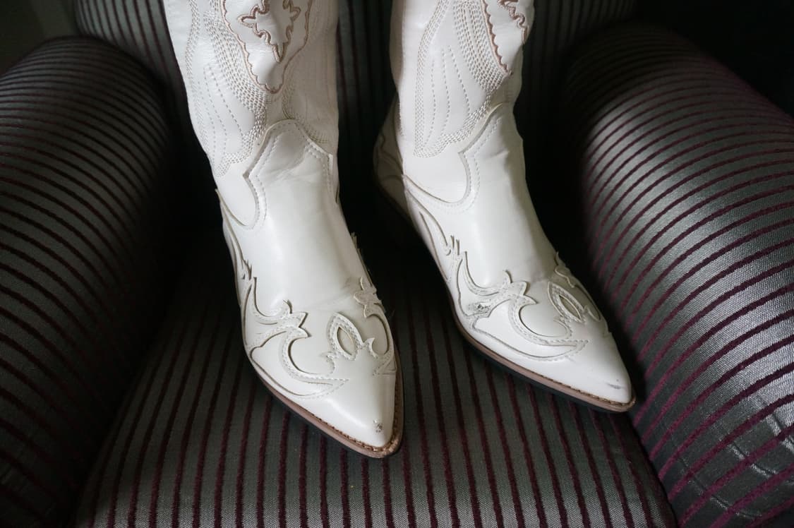 White Leather Western Boots 상품이미지4