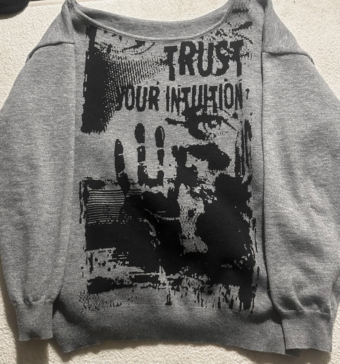 옷장정리 🚨 Y2k 펑크 고딕 쿠로갸루 오프숄더 니트 상품이미지1