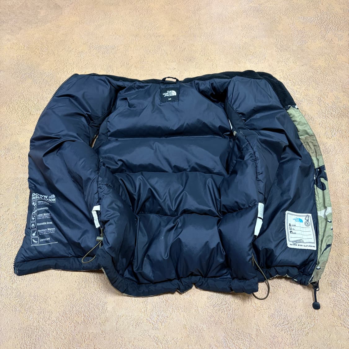 노스페이스 키즈 카모 구스다운 패딩 조끼 140 상품이미지3