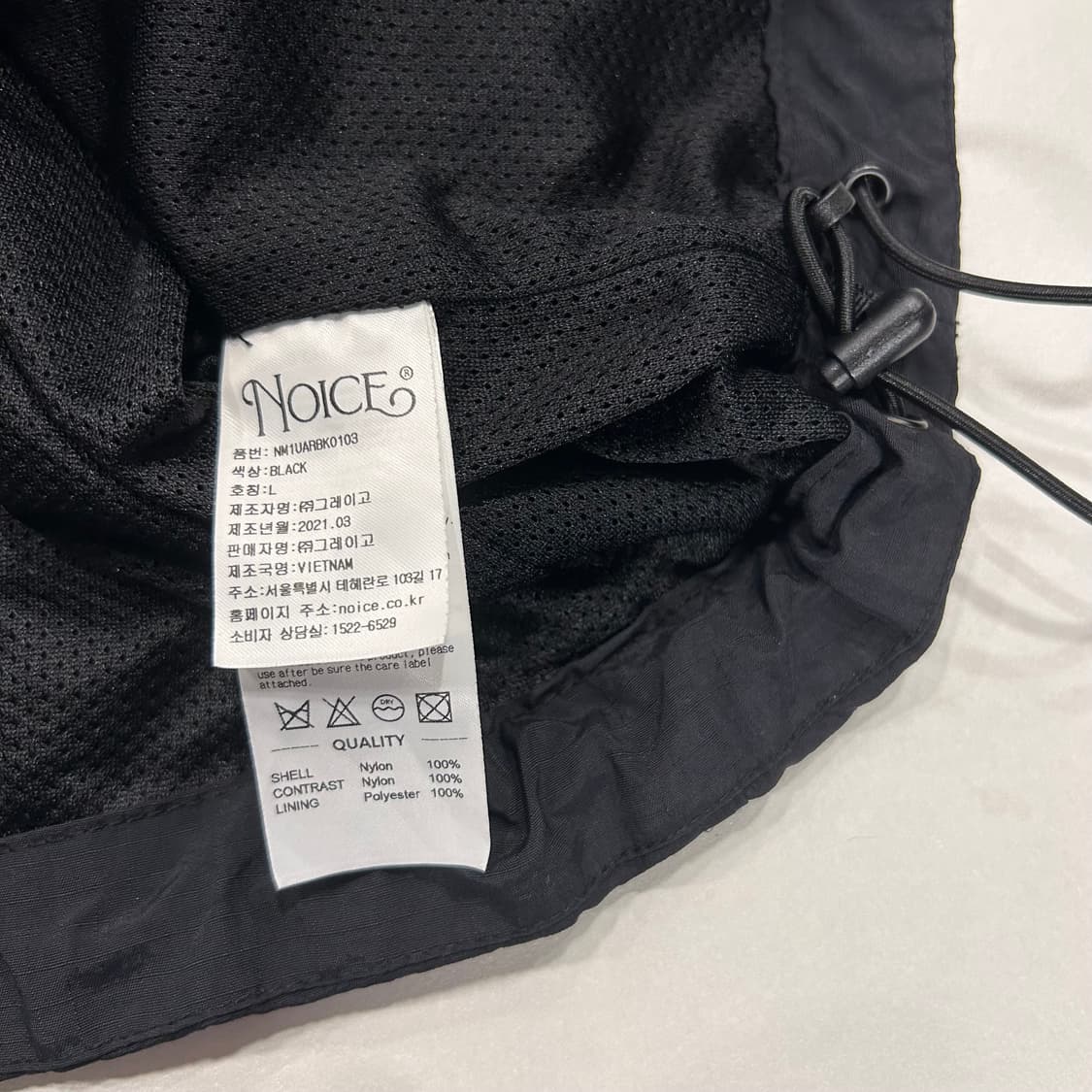 [L] NOICE 노이스 나일론 아노락 반집업 바람막이 블랙 A596 상품이미지9