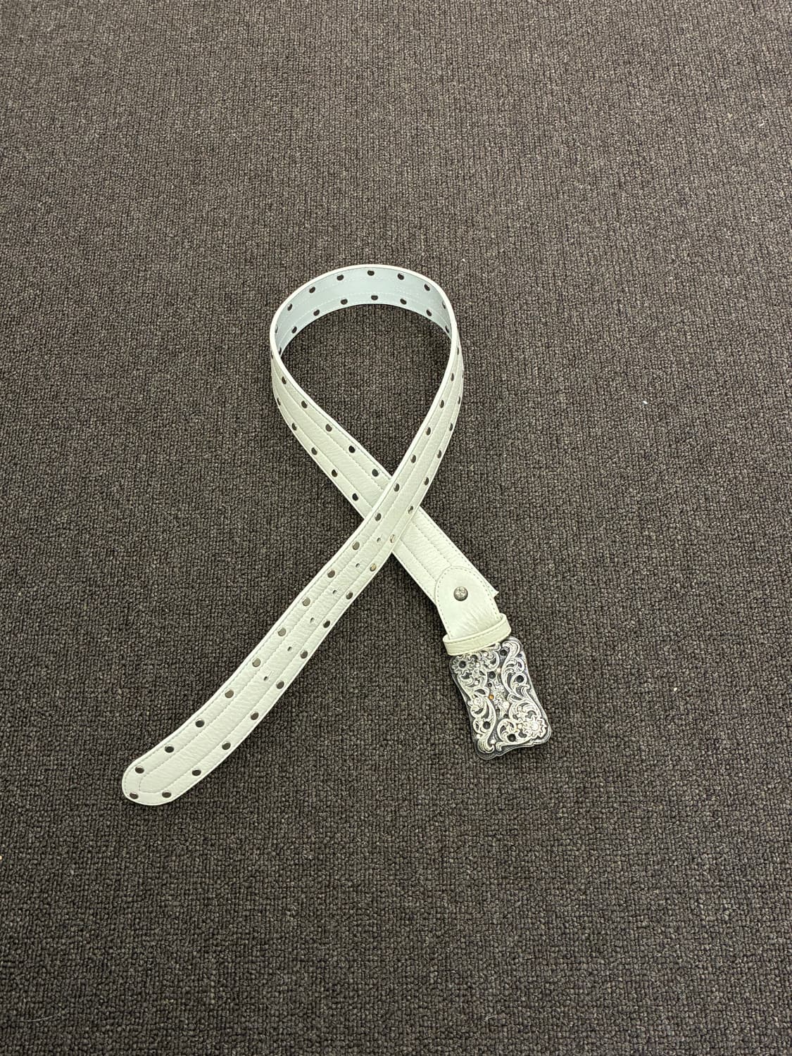 비즈 디테일 스터드 웨스턴 화이트 벨트 상품이미지4