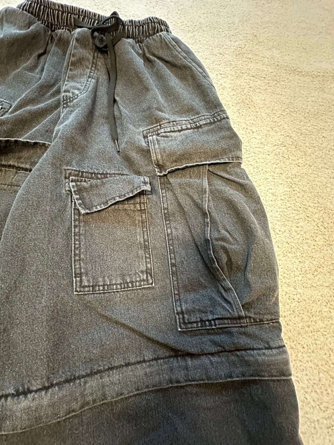 워싱 블랙 카고 팬츠 (반바지) 상품이미지2