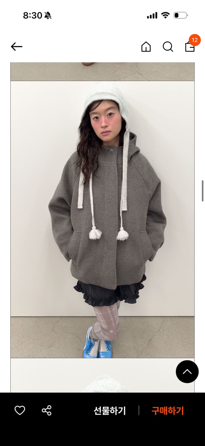 타입서비스 후드하프코트 차콜 상품이미지1