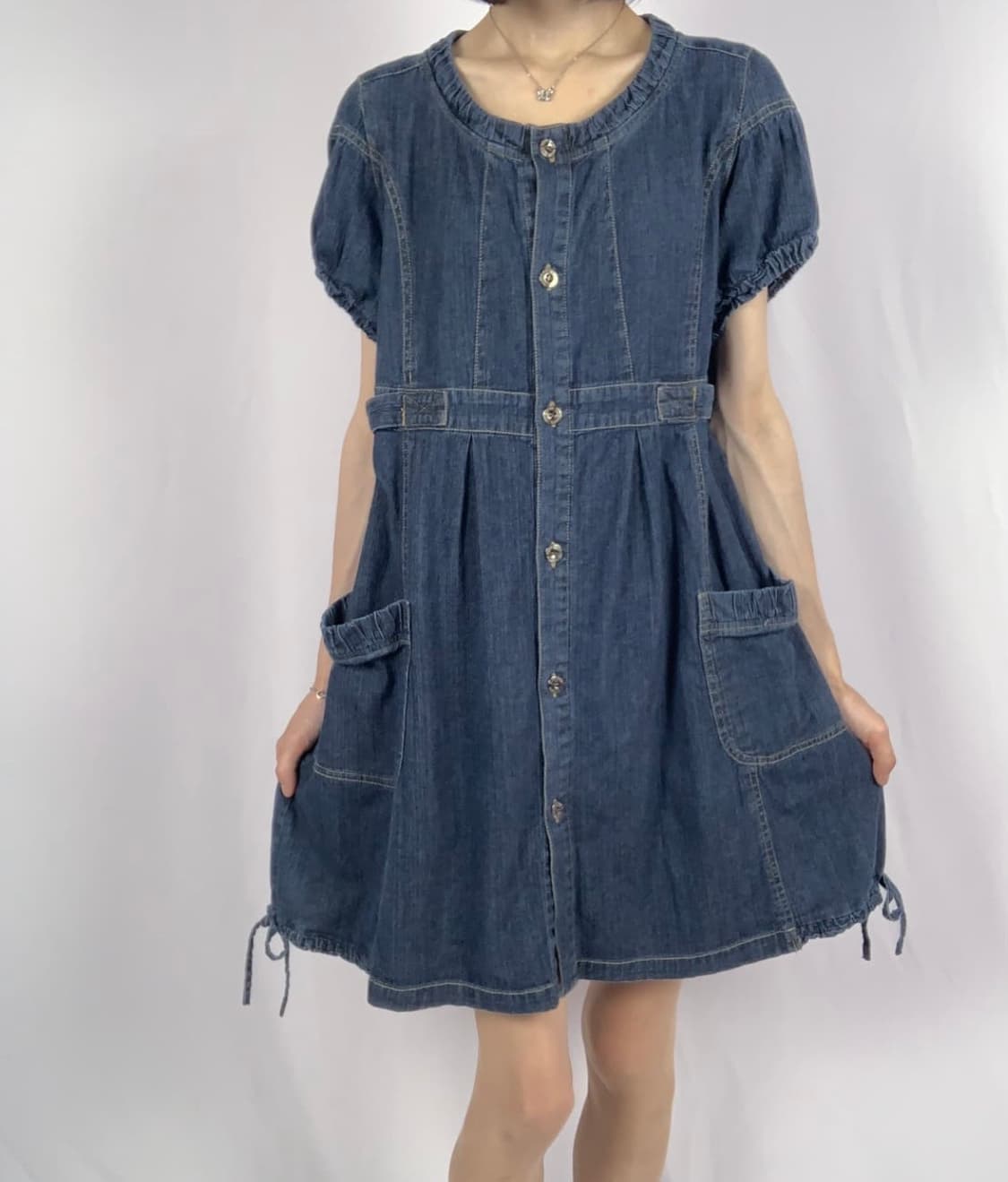 빈티지 레이어드 데님 포켓 원피스 상품이미지1