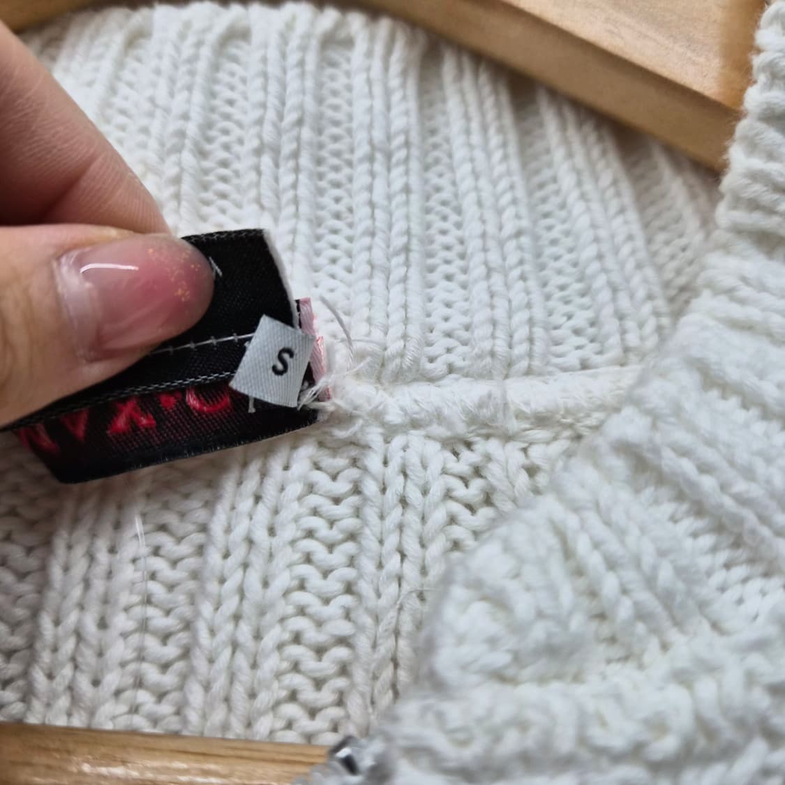 막스앤코 화이트 골지 니트 집업 가디건 여성 S 상품이미지5