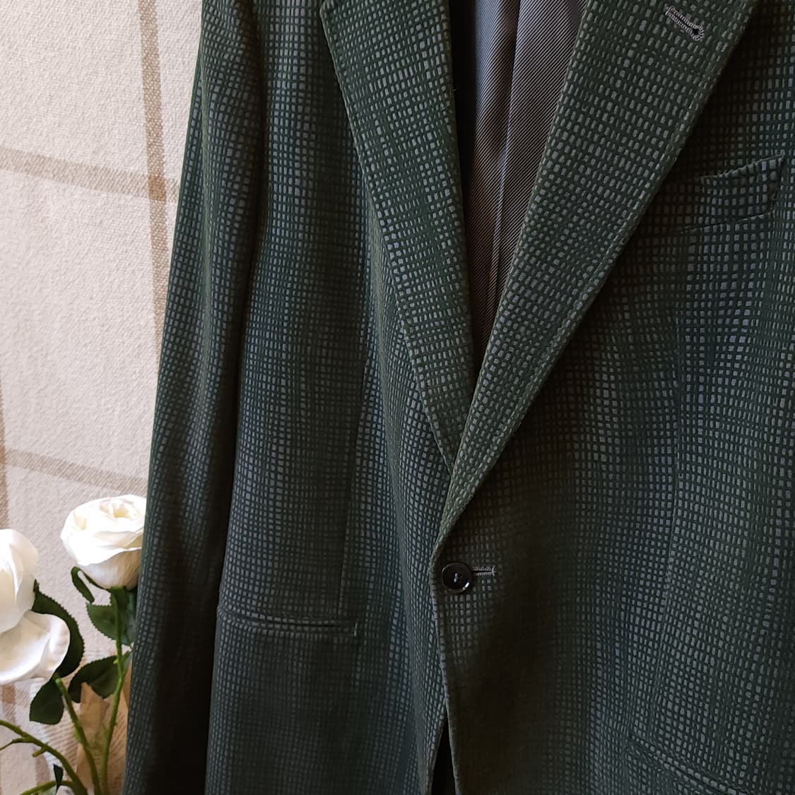 아르마니 블레이져 자켓 웹 디테일 원버튼 싱글 자켓 그린 50 상품이미지4