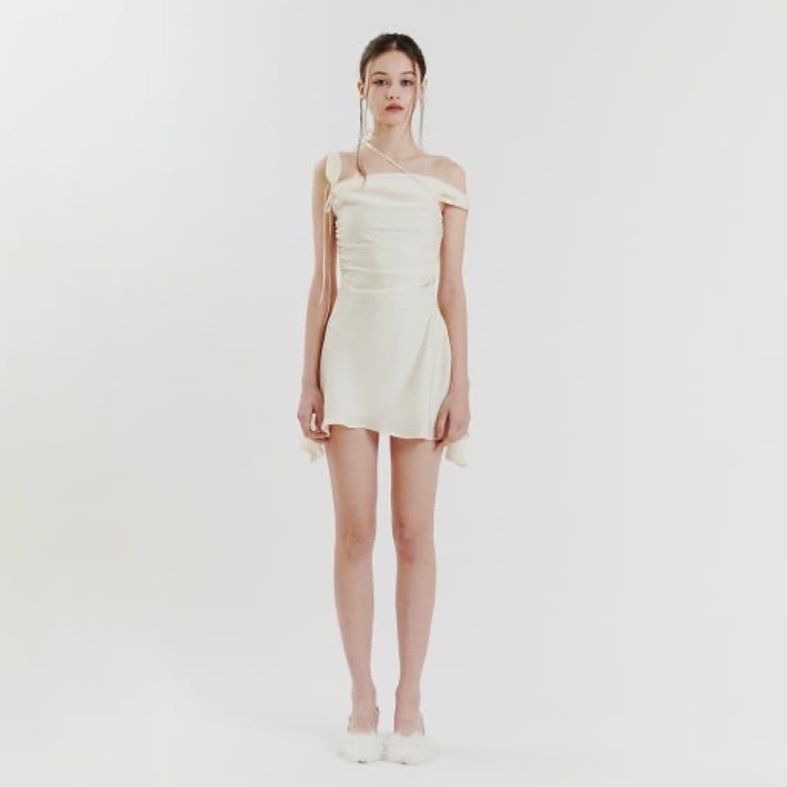 DEW COWL SATIN DRESS cream Msize 상품이미지3