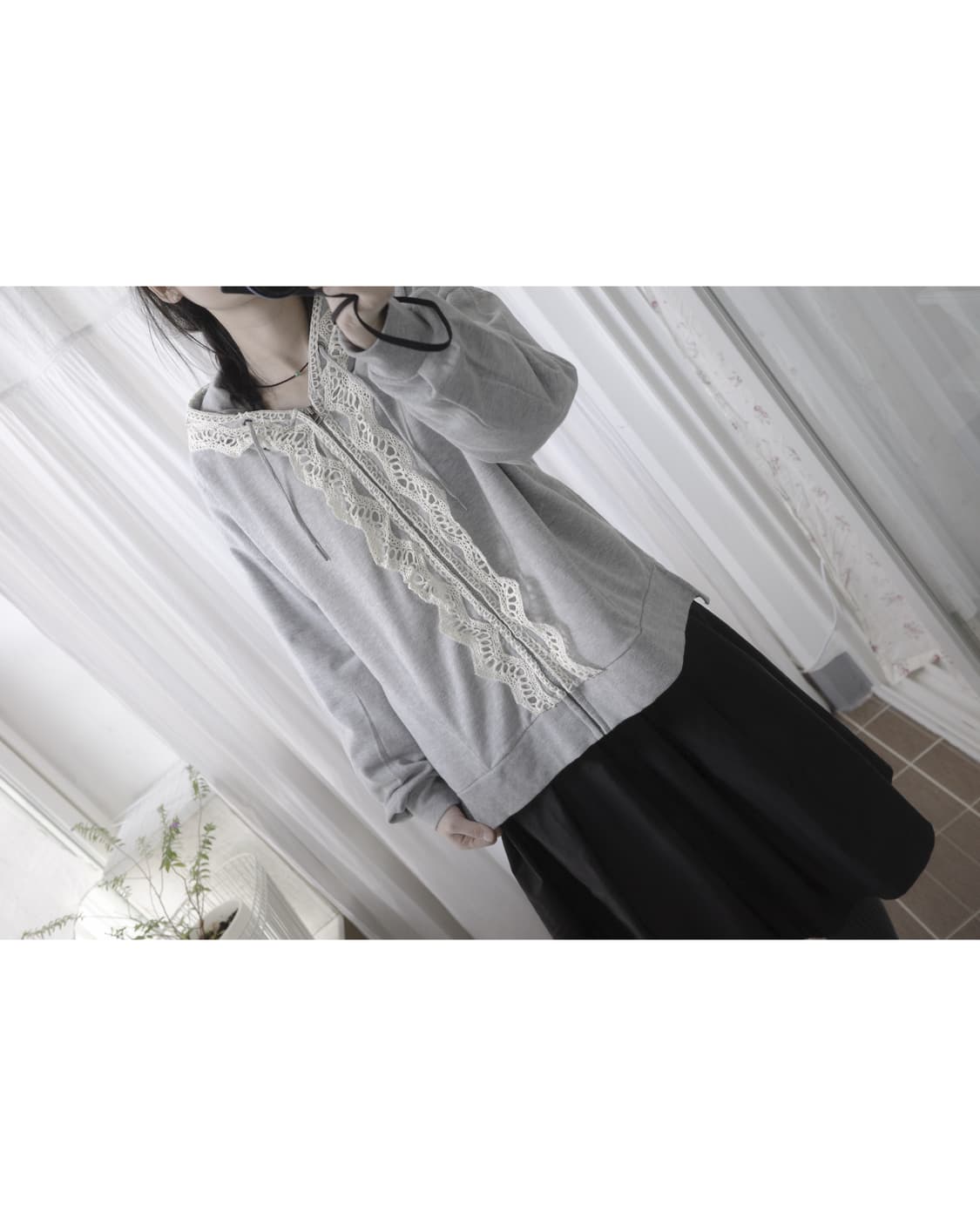 Lace grey hoodie  상품이미지5