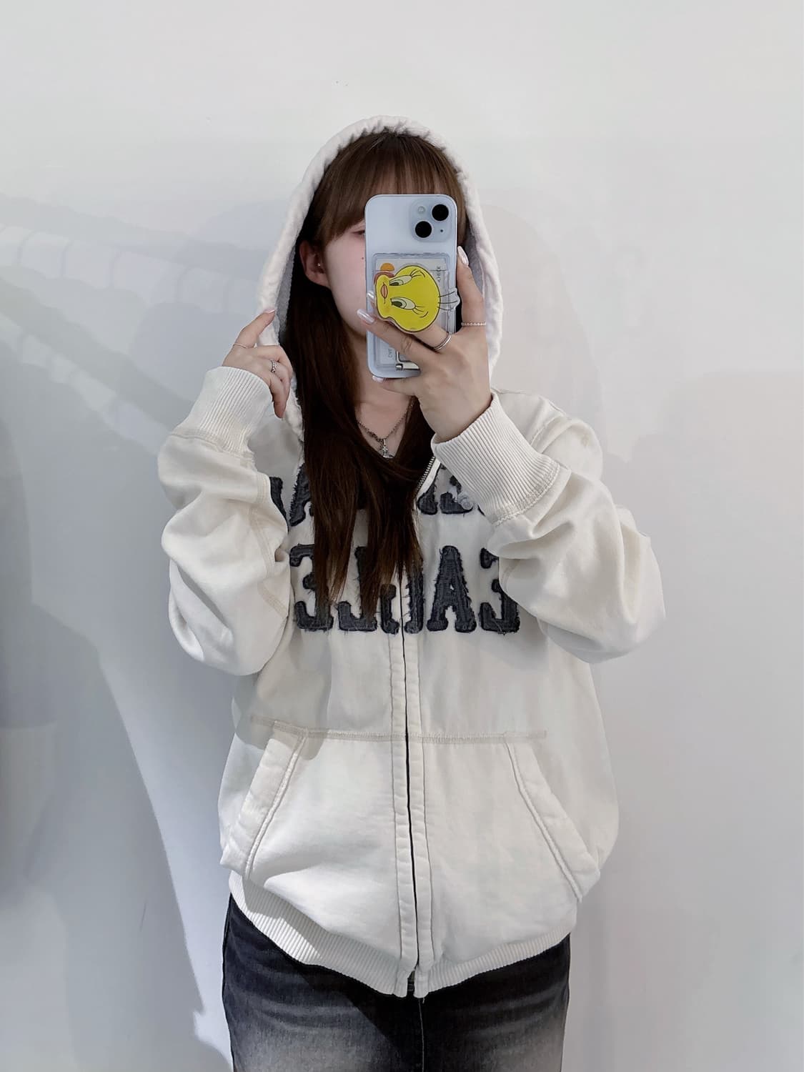 아메리칸이글 빅로고 크림 후드집업 상품이미지2