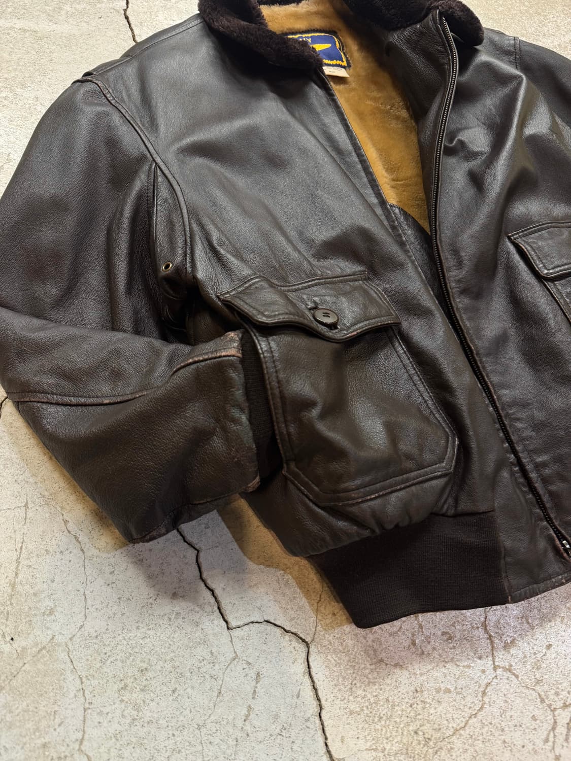 90s Airborne 라이닝 레더 플라이트 자켓 상품이미지6