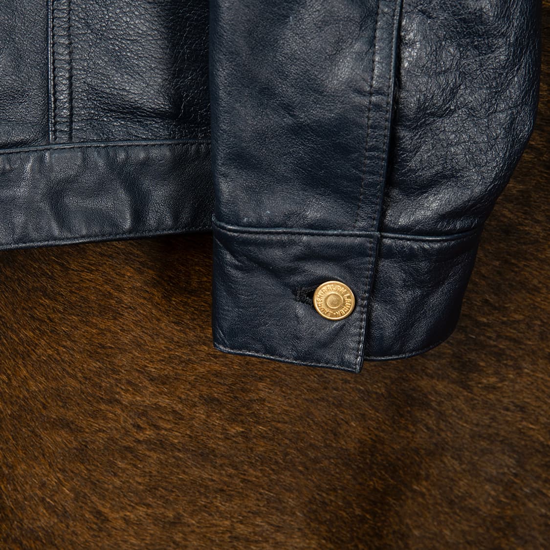 [100] 00s 로렌 랄프로렌 램스킨 레더 트러커 자켓 네이비  상품이미지6