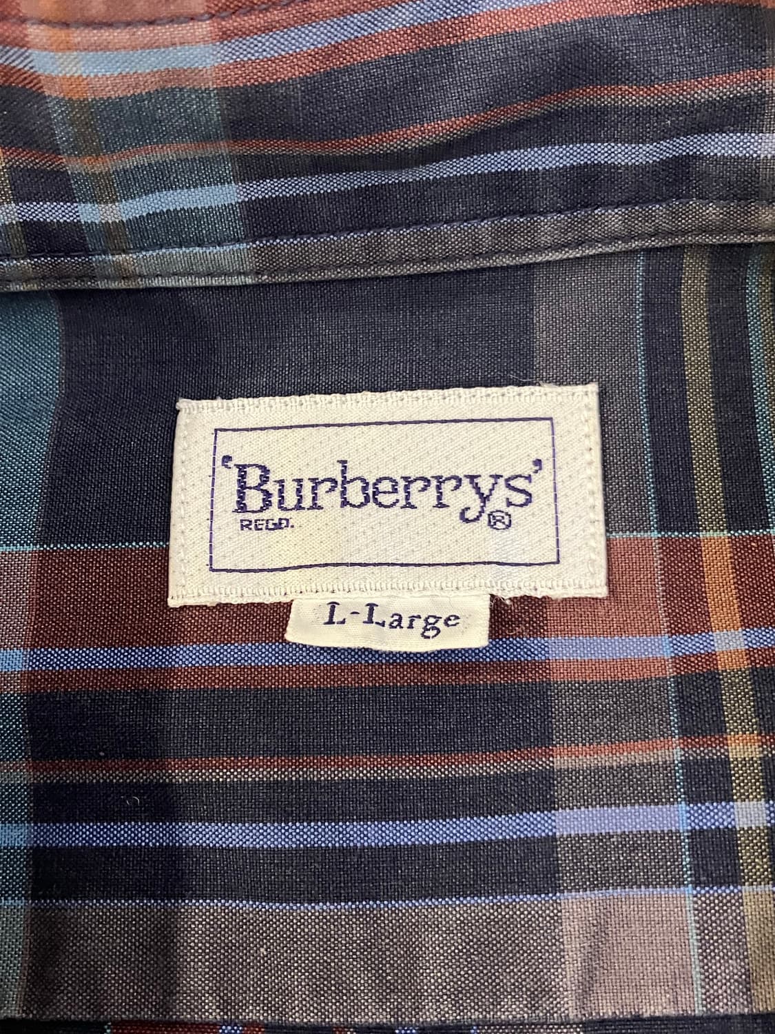90s 버버리 일본판 노바체크 셔츠 네이비 상품이미지5
