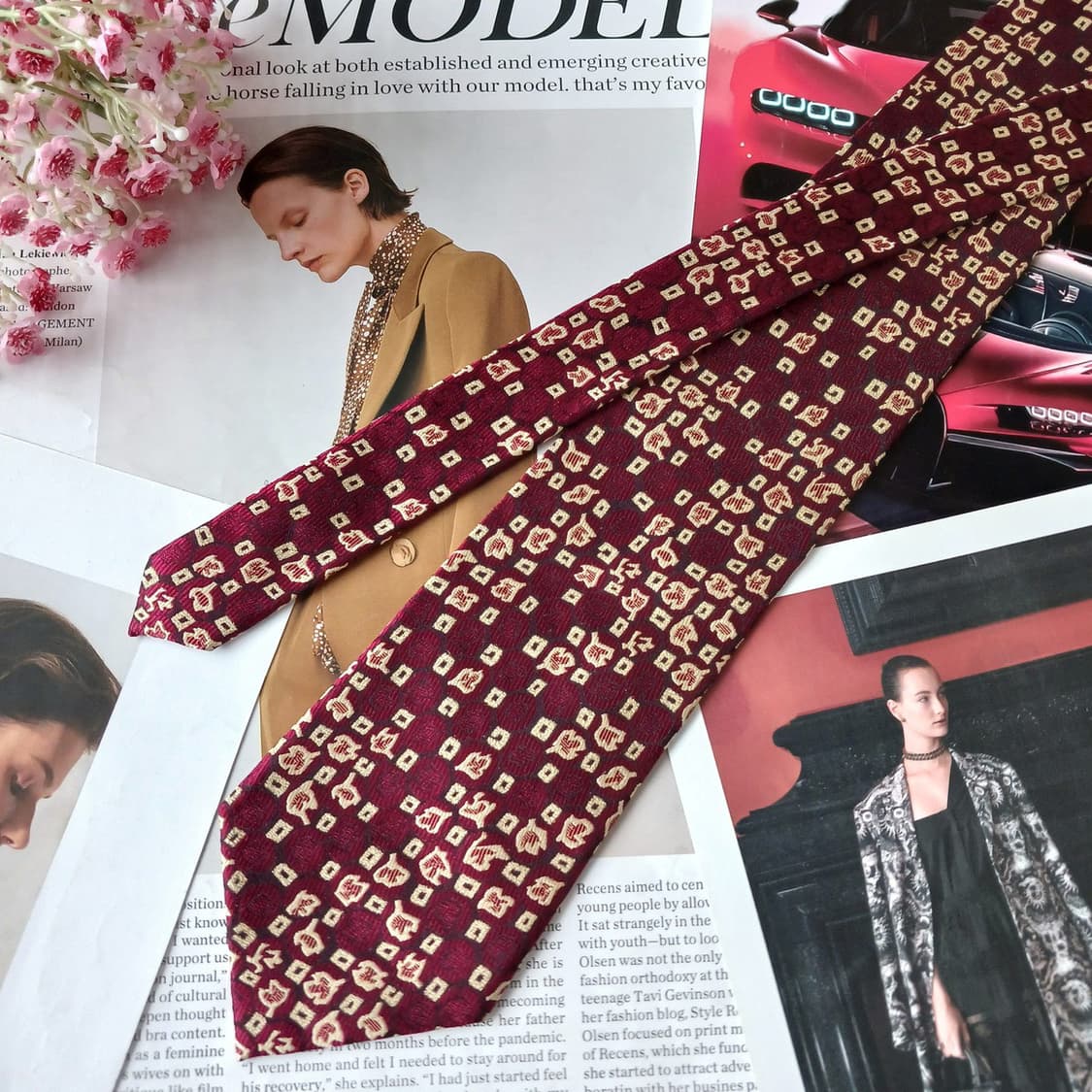 아쿠아스큐텀 실크 자카드 패턴 넥타이 9.7cm A+등급 A19789
 상품이미지5