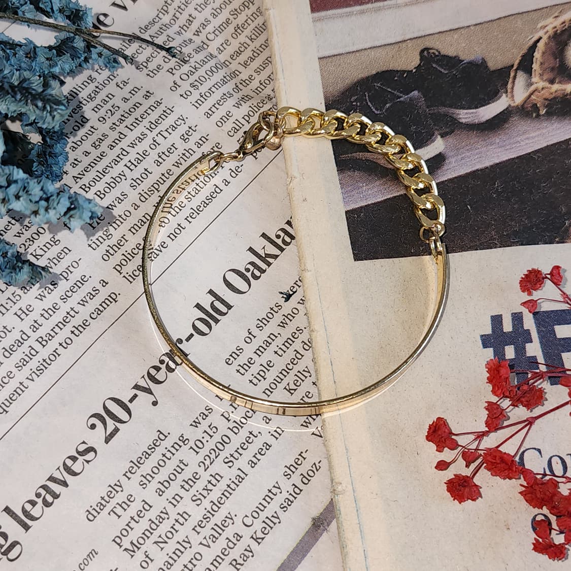 90s 프랑스 빈티지 쥬얼리 듀얼 하모니 체인 팔찌 빈티지 팔찌 상품이미지3